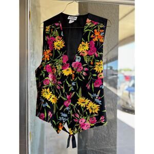 Vintage bright floral Caribou vest size large